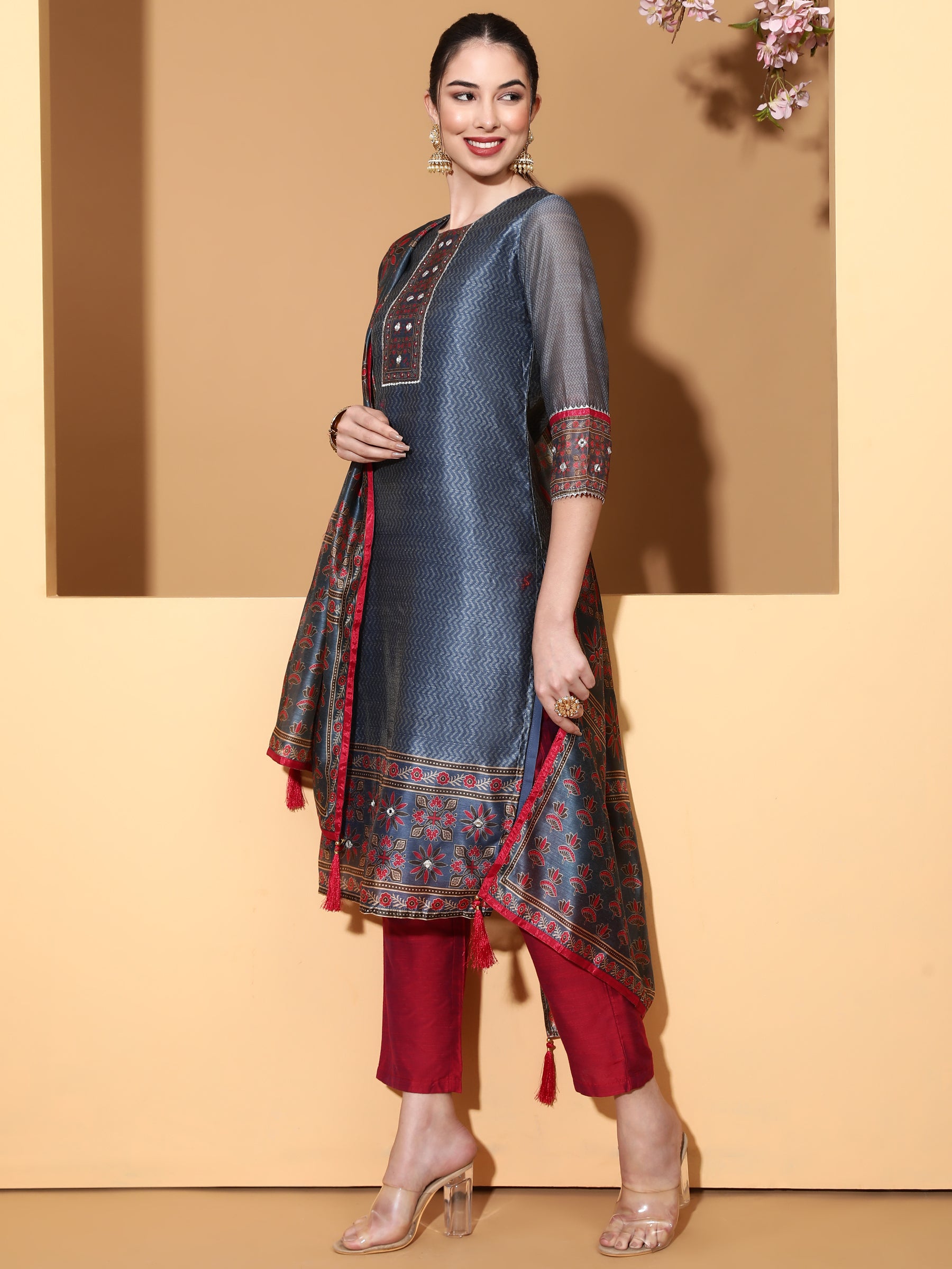 Designer Chanderi Silk Kurta Bottom Set at Rs 1395 in Mumbai | ID:  25487526773
